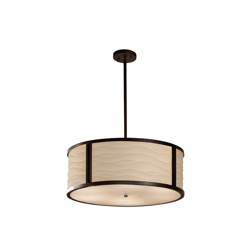 Justice Designs - PNA-9542-WAVE-DBRZ - Six Light Pendant - Porcelina - Dark Bronze