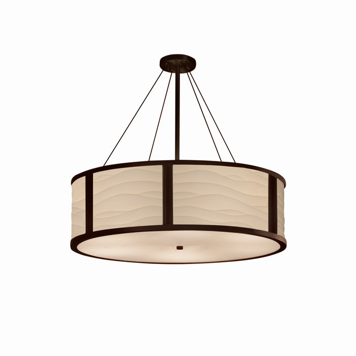 Justice Designs - PNA-9547-WAVE-DBRZ - Eight Light Pendant - Porcelina - Dark Bronze