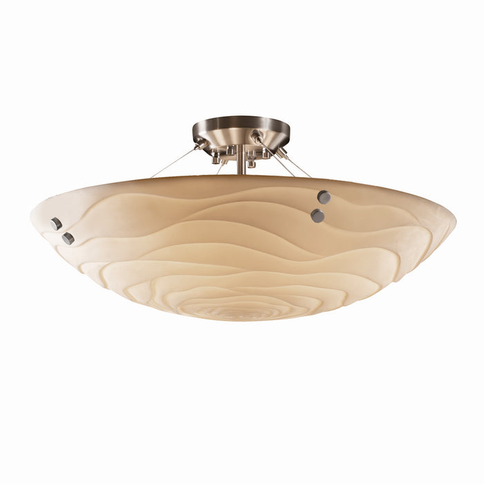 Justice Designs - PNA-9657-35-WAVE-NCKL-F1 - Eight Light Semi-Flush Mount - Porcelina - Brushed Nickel