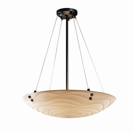 Justice Designs - PNA-9667-35-WAVE-MBLK-F1 - Eight Light Pendant - Porcelina - Matte Black