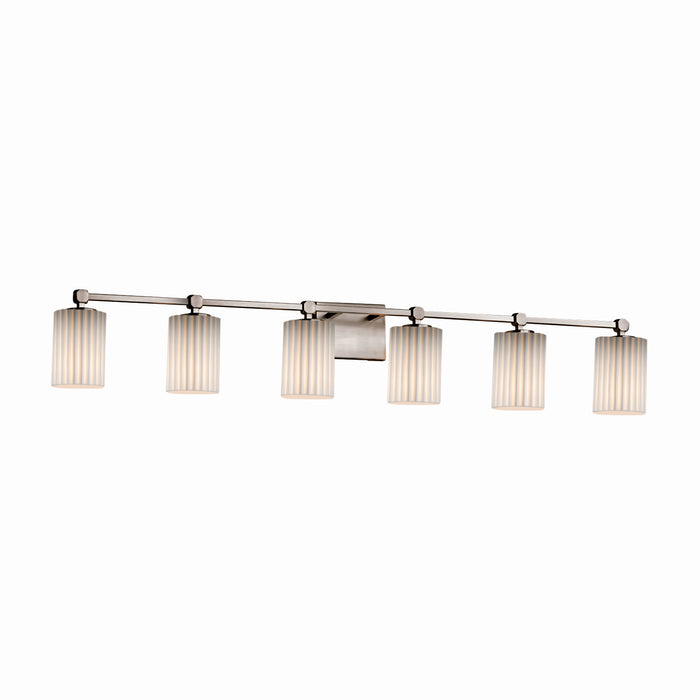 Justice Designs - POR-8426-10-PLET-NCKL - Six Light Bath Bar - Limoges - Brushed Nickel