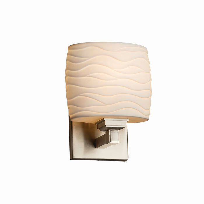 Justice Designs - POR-8437-30-WAVE-NCKL - One Light Wall Sconce - Limoges - Brushed Nickel