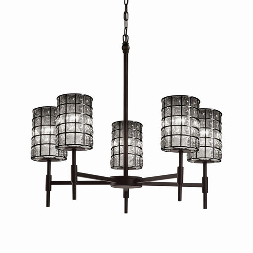 Wire Glass Five Light Chandelier