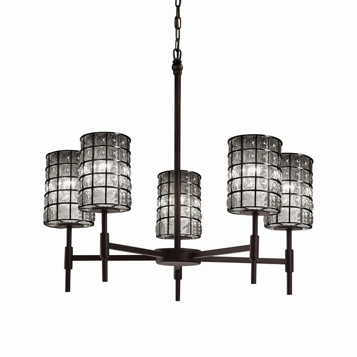 Justice Designs - WGL-8410-10-GRCB-MBLK - Five Light Chandelier - Wire Glass - Matte Black