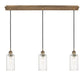 Innovations - 123B-3P-BB-G434-7CL - Three Light Linear Pendant - Downtown Urban - Brushed Brass