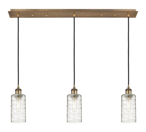 Innovations - 123B-3P-BB-G434-7DE - Three Light Linear Pendant - Downtown Urban - Brushed Brass
