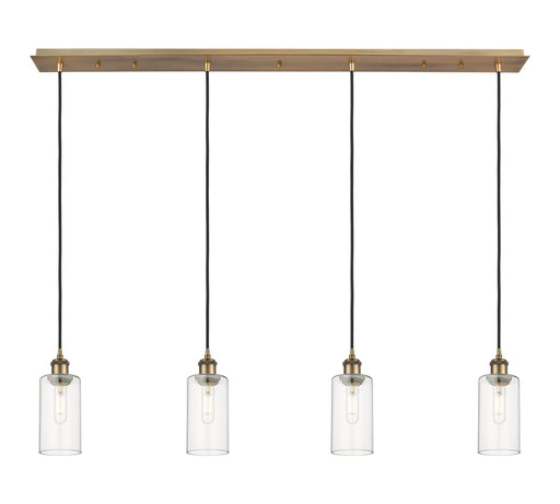 Innovations - 124B-4P-BB-G434-7CL - Four Light Linear Pendant - Downtown Urban - Brushed Brass