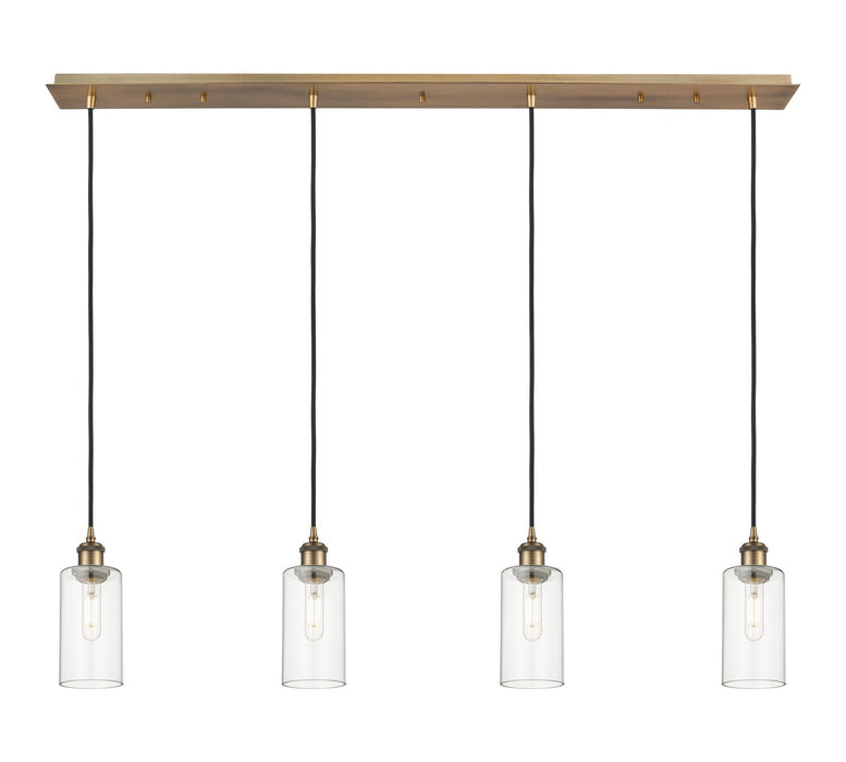 Innovations - 124B-4P-BB-G434-7CL - Four Light Linear Pendant - Downtown Urban - Brushed Brass