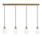 Innovations - 124B-4P-BB-G434-7CL - Four Light Linear Pendant - Downtown Urban - Brushed Brass