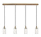 Innovations - 124B-4P-BB-G434-7DE - Four Light Linear Pendant - Downtown Urban - Brushed Brass