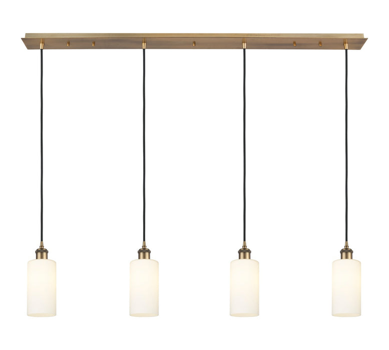 Innovations - 124B-4P-BB-G434-7WH - Four Light Linear Pendant - Downtown Urban - Brushed Brass