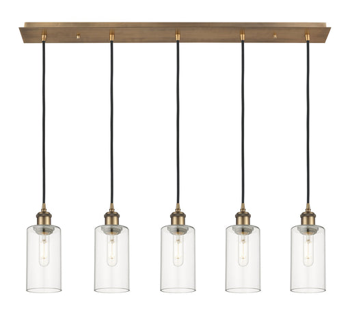 Innovations - 125B-5P-BB-G434-7CL - Five Light Linear Pendant - Downtown Urban - Brushed Brass