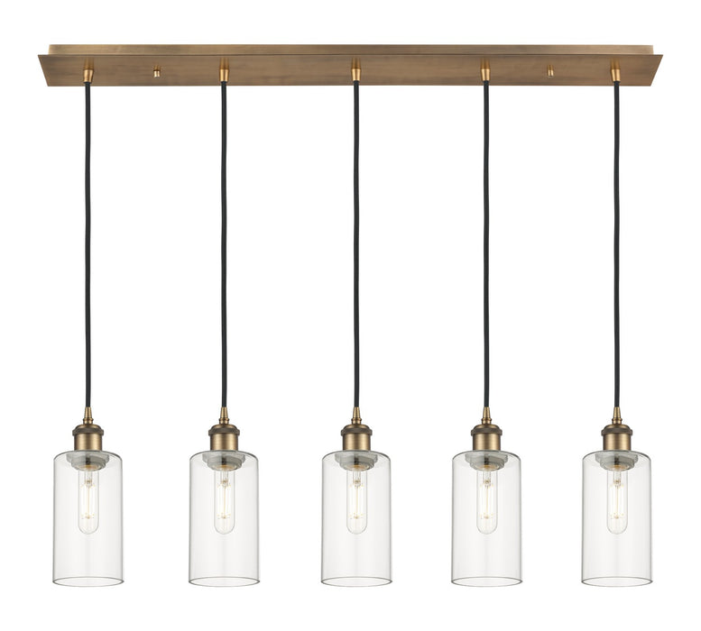 Innovations - 125B-5P-BB-G434-7CL - Five Light Linear Pendant - Downtown Urban - Brushed Brass