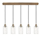 Innovations - 125B-5P-BB-G434-7CL - Five Light Linear Pendant - Downtown Urban - Brushed Brass