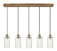 Innovations - 125B-5P-BB-G434-7SDY - Five Light Linear Pendant - Downtown Urban - Brushed Brass