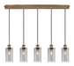 Innovations - 125B-5P-BB-G434-7SM - Five Light Linear Pendant - Downtown Urban - Brushed Brass