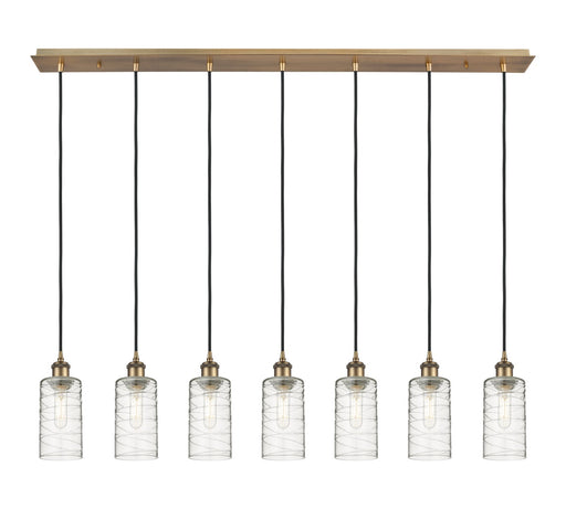 Innovations - 127B-7P-BB-G434-7DE - Seven Light Linear Pendant - Downtown Urban - Brushed Brass