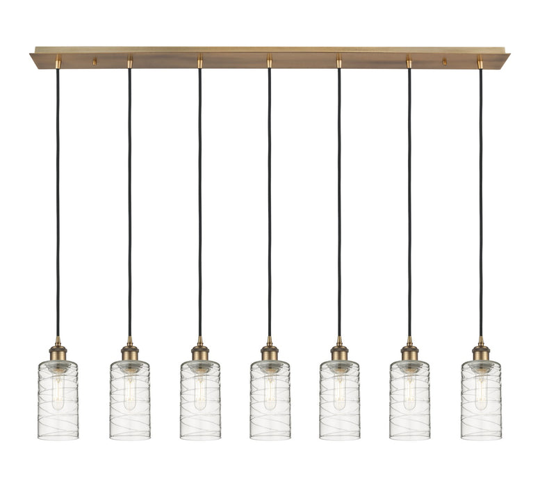 Innovations - 127B-7P-BB-G434-7DE - Seven Light Linear Pendant - Downtown Urban - Brushed Brass