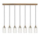 Innovations - 127B-7P-BB-G434-7DE - Seven Light Linear Pendant - Downtown Urban - Brushed Brass