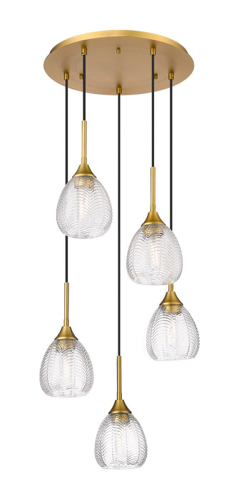 Innovations - 323-5P-BB-G323-6CL - Five Light Pendant - Berkshire - Brushed Brass