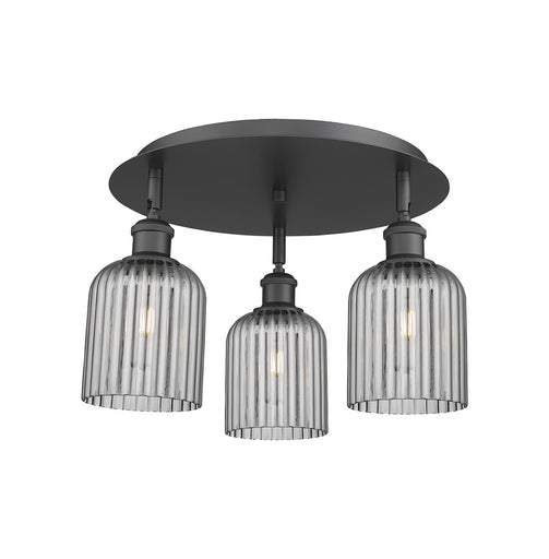 Downtown Urban Three Light Flush Mount Matte Black
