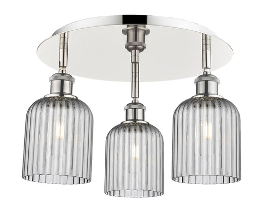 Downtown Urban Three Light Flush Mount Polished Nickel