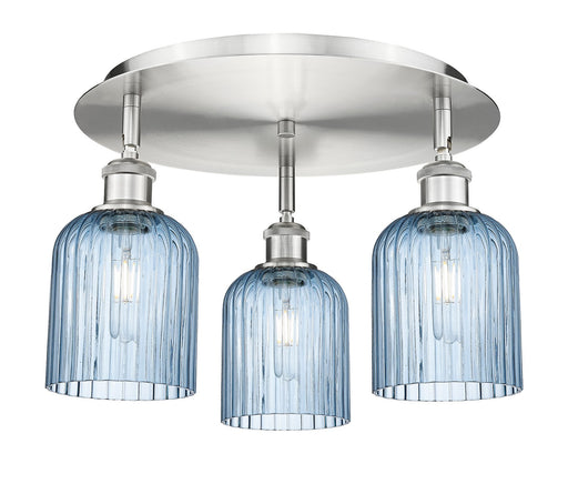 Downtown Urban Three Light Flush Mount Satin Nickel