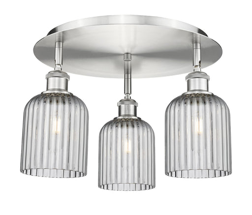 Downtown Urban Three Light Flush Mount Satin Nickel