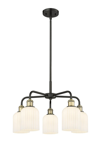 Downtown Urban Five Light Chandelier Black Antique Brass