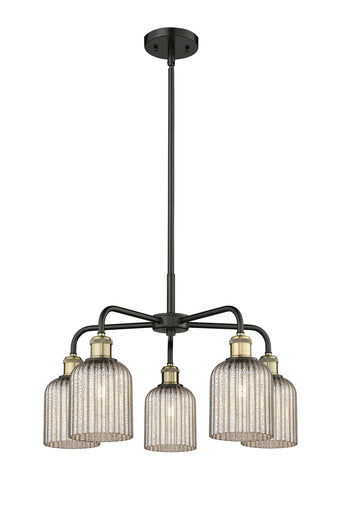 Downtown Urban Five Light Chandelier Black Antique Brass