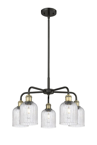 Downtown Urban Five Light Chandelier Black Antique Brass
