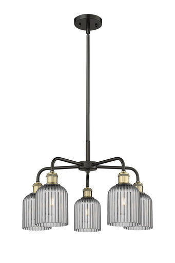 Downtown Urban Five Light Chandelier Black Antique Brass