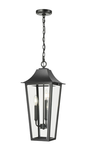 Gannon Three Light Outdoor Chain Mount Ceiling Fixture Black