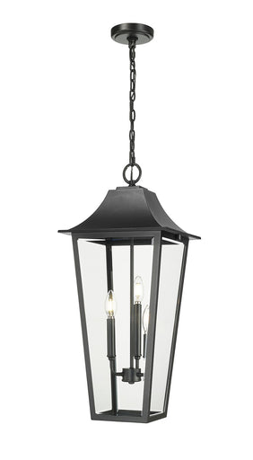 Gannon Three Light Outdoor Chain Mount Ceiling Fixture Black