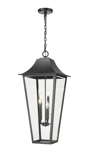 Gannon Five Light Outdoor Chain Mount Ceiling Fixture Black