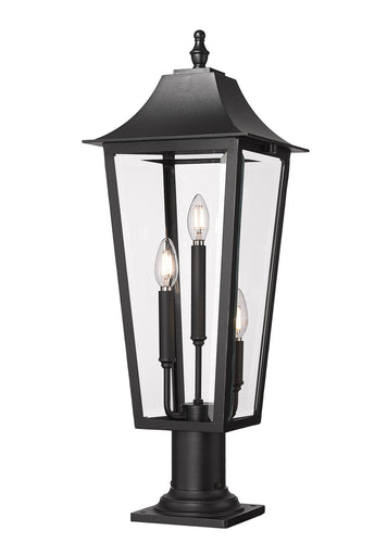 Gannon Three Light Outdoor Pier Mounted Fixture Black