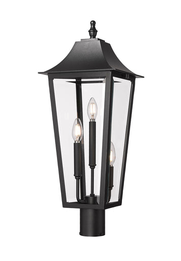 Gannon Three Light Outdoor Post Mount Fixture Black