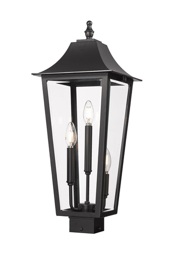 Gannon Three Light Outdoor Post Mount Fixture Black