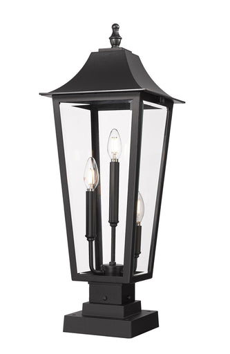Gannon Three Light Outdoor Pier Mounted Fixture Black