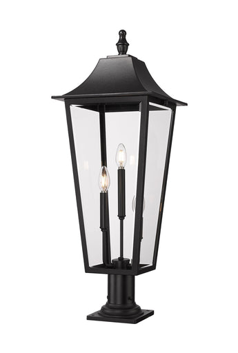 Gannon Three Light Outdoor Pier Mounted Fixture Black