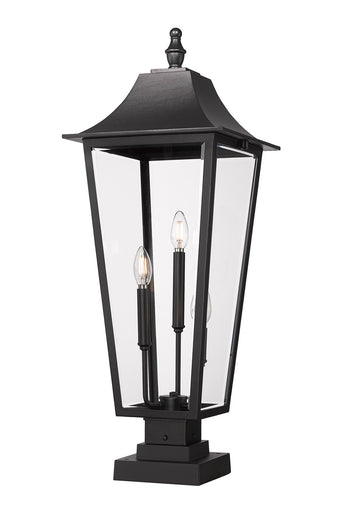 Gannon Three Light Outdoor Pier Mounted Fixture Black