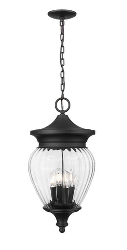 Davina Four Light Outdoor Chain Mount Ceiling Fixture Black