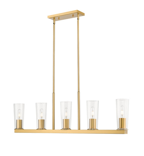 Titus Five Light Linear Chandelier Modern Gold