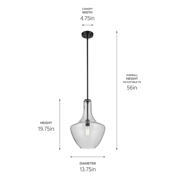 Kichler - 42046BKCS - One Light Pendant - Everly - Black