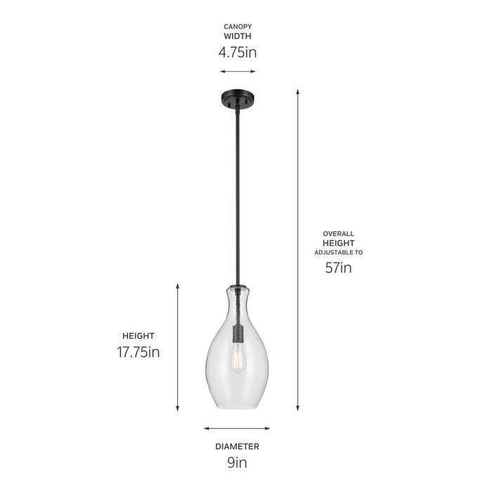 Kichler - 42047BKCS - One Light Pendant - Everly - Black