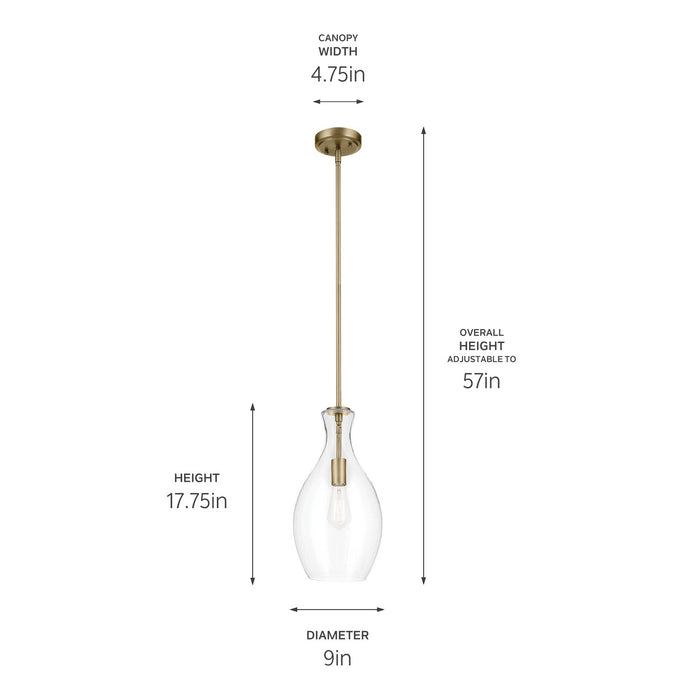 Kichler - 42047NBRCS - One Light Pendant - Everly - Natural Brass