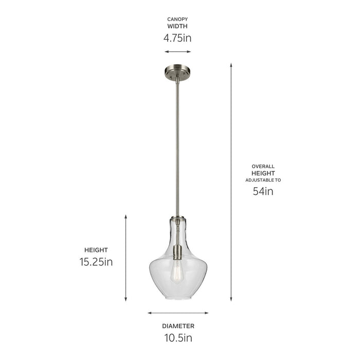 Kichler - 42141NI - One Light Pendant - Everly - Brushed Nickel