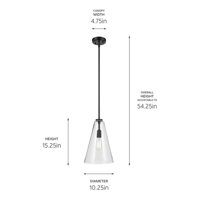 Kichler - 42199BK - One Light Pendant - Everly - Black