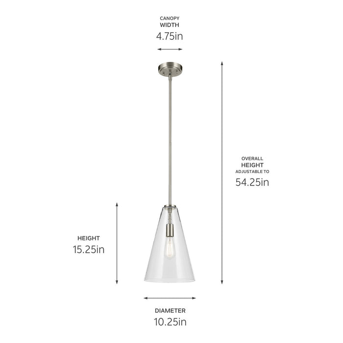 Kichler - 42199NI - One Light Pendant - Everly - Brushed Nickel