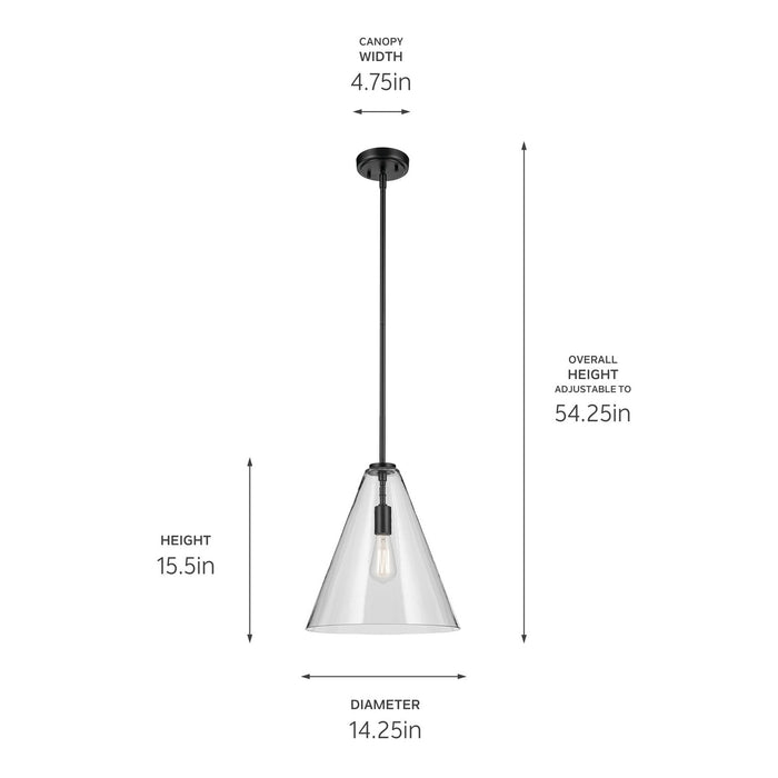 Kichler - 42200BK - One Light Pendant - Everly - Black